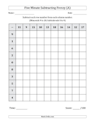 Blank Addition Worksheets Table Chart And Subtraction Fill