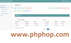 voting system project in php and
