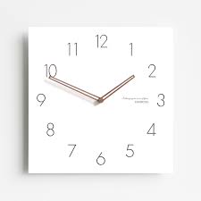 Square Wall Clock White Wooden