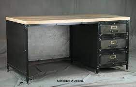Shop the industrial desks collection on chairish, home of the best vintage and used furniture, decor and art. Industrial Desk With Drawers Wood And Steel Reception Desk Vintage Industrial Desk Tanker Style Modern Office Furniture Rustic Desk Just For You