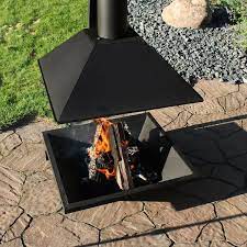 Sunnydaze Decor 80 In Black Steel Outdoor Wood Burning Modern Backyard Chiminea Fire Pit