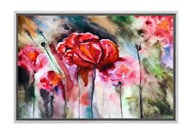 Red Poppy Abstract Canvas Wall Art