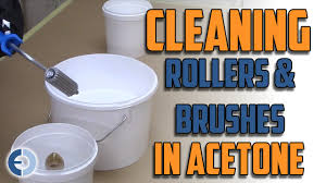 cleaning rollers and brushes in acetone