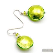 Green Murano Glass Earrings Genuine