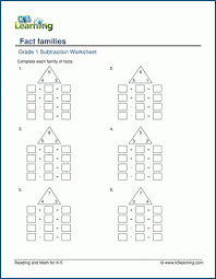 fact families worksheets k5 learning