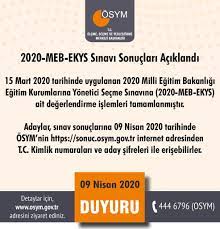 ÖSYM on Twitter: "2020-MEB-EKYS Sınav Sonuçları Açıklandı.  https://t.co/1ZTMmc0go8 https://t.co/Cpnf14WE5u" / Twitter