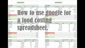 food costing on google spreadsheet
