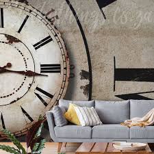 Giant Vintage Clock Mural Antique