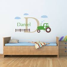 Tractor Wall Decal Set Boys Name And