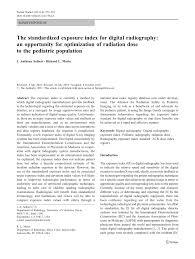 Pdf The Standardized Exposure Index For Digital Radiography