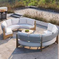 8 Pieces Farmhouse Curved Modular Outdoor Patio Sectional Sofa Set With Coffee Table