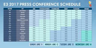 E3 2017 Press Conference Times For Sony Xbox Nintendo