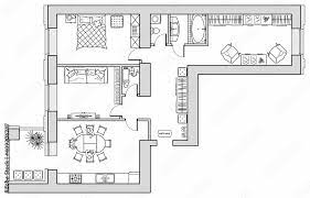 Apartment Architectural Sketch Drawing