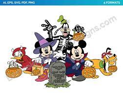 Mickey, Minnie, Pluto, Goofy, Donald - Halloween - Holiday Disney Character  Designs as SVG Vector for Print in 5 formats - DSNYH000669 • World's  largest collect… | Disney characters halloween, Disney halloween, Mickey  mouse drawings