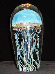 Blue Moon Glass Jellyfish Sculpture By