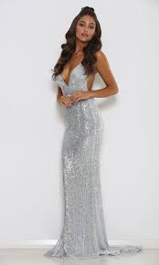 Abyss By Abby Jilah Sequin Gown Silver Dresses Evening