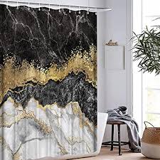 4pcs marble shower curtain set abstract