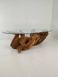 Wooden Mermaid Coffee Table With Glass