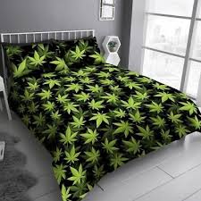 bedding black and green cans leaf