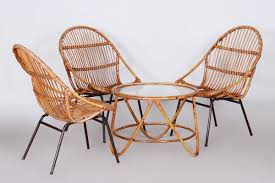 Art Deco Rattan Table Chairs