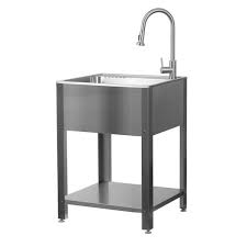 Presenza All In One 23 9 In X 21 9 In X 33 9 In Freestanding Stainless Steel Laundry Utility Sink With Faucet And Stand Silver