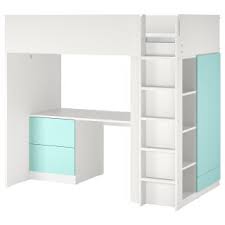 Можете да създадете усещане за легло на два етажа и да спестите пространство ако използвате две еднакви легла и закачите едното да виси на въжета от тавана. Detski Legla 8 12 Ikea Blgariya