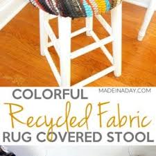 recycled fabric stool using a rag rug