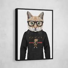 ginger cat in a hoo wall art
