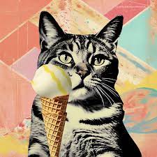 Коты едят мороженое, коллаж | Пикабу