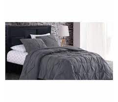 3pc Ruched Comforter Set Grey Queen