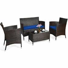 Cushioned Sofa Chair Coffee Table Navy