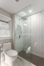 White Herringbone Shower Accent Wall