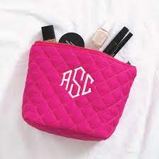monogrammed quilted cosmetic case