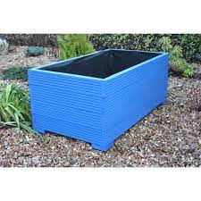 Blue 1m Length Wooden Planter Box