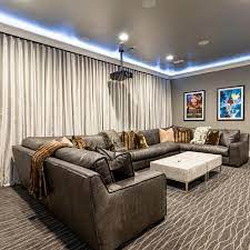 neutral living space and home theater
