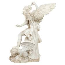 design toscano st michael the archangel religious statue garden 49 inch polyresin antique stone