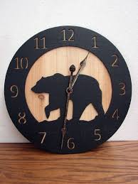 Rustic Wood Silhouette Bear Wall Clock