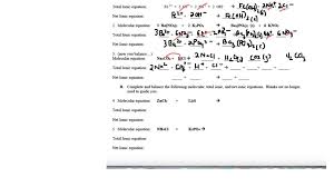 Total And Net Ionic Equations Worksheet