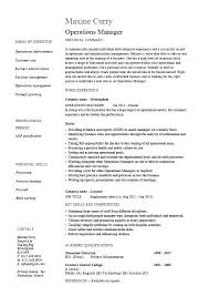 Operations Manager Resume Employee Job Description Template Profile