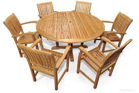 Teak Patio Dining Set For 6 Round Table