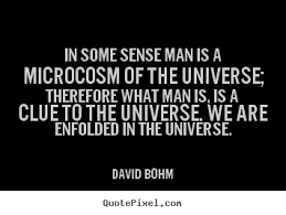 In some sense man is a microcosm of the universe;.. David Bohm ... via Relatably.com