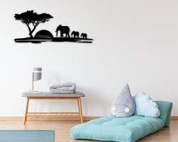 Safari Animals Sunset Elephant Sign