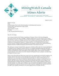 cover letter to ncp miningwatch canada