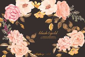 Stock images » flowers, trees and leaves. Watercolor Blush Gold Roses Clip Art Pre Designed Photoshop Graphics Creative Market