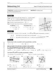 Perpendicular Lines Homework Answer Key