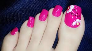 spring toe nail art design 2022 pink