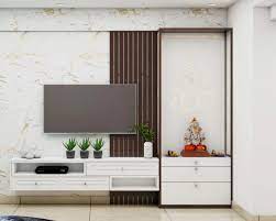 white mandir unit design integrated