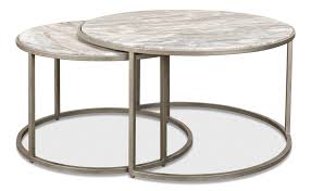 Set Of 2 Round Nesting Tables Marble Top