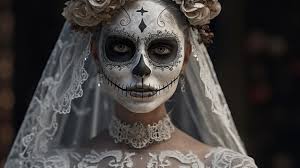 happy holiday day of dead woman bride