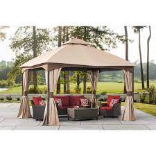 They can range from overall size and. Hampton Bay 10 Ft X 12 Ft Turnberry Outdoor Patio Gazebo With Mosquito Netting And Private Curtain L Gz933pco L The Home Depot